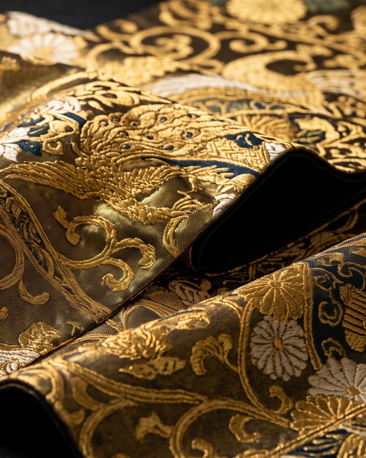Gold Brocade Fukuro-Obi with Karakusa Vine