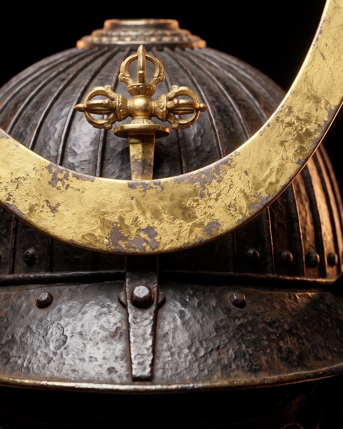 Iron Kabuto Helmet with Gilded Maedate Crest